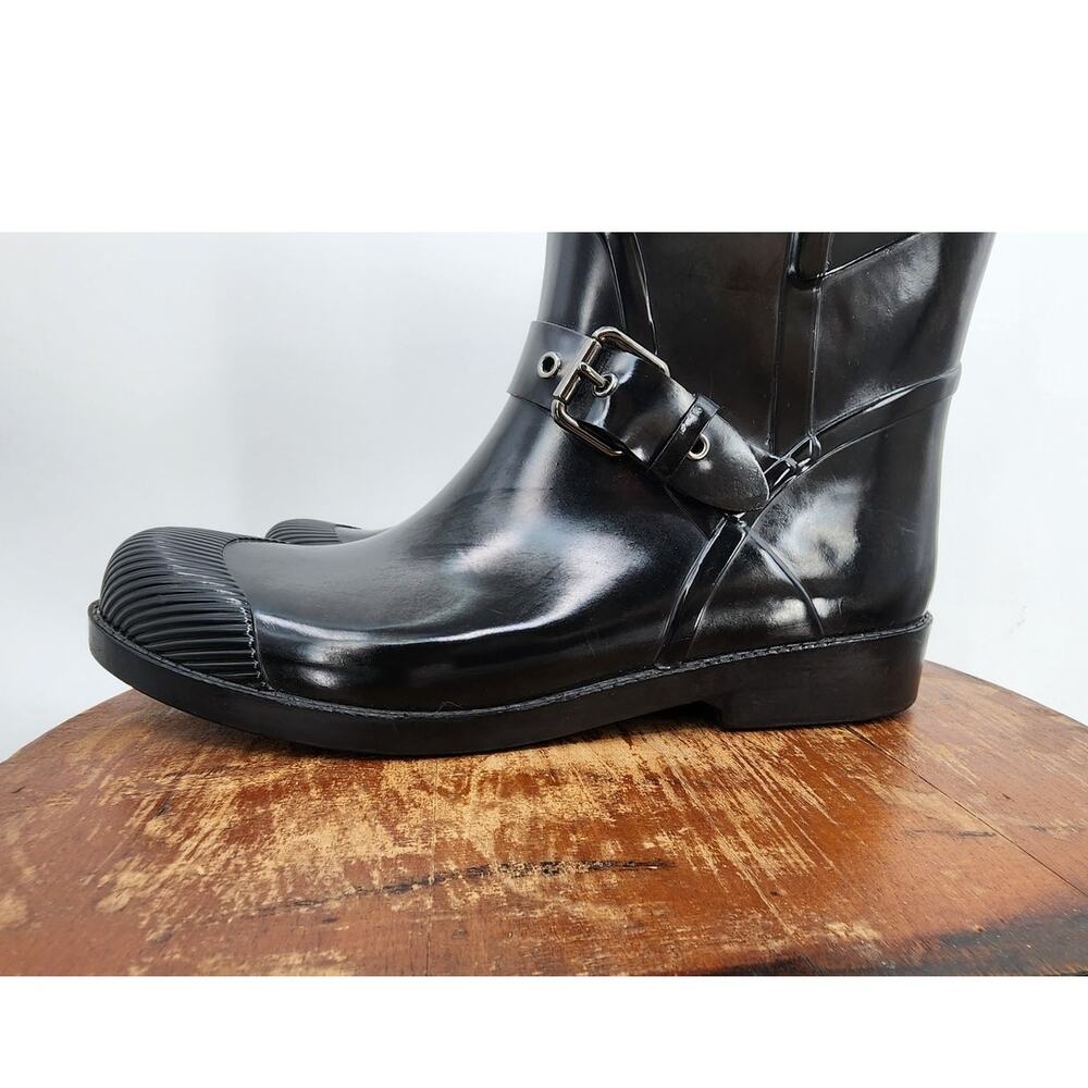 Coach Lester Shiny Rubber Round Toe Synthetic Black Rain Boot Size 9 - Picture 6 of 9